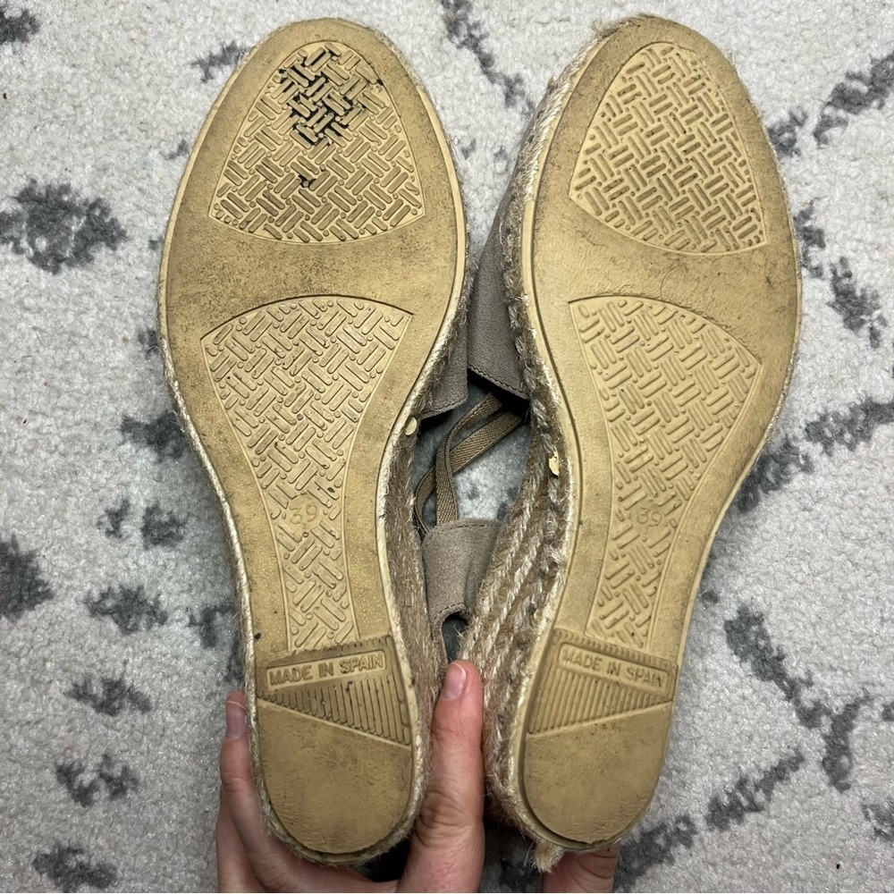 VERBENAS Maika Beachy Boho Tan Genuine Leather Slip On Espadrille Wedges - Picture 9 of 11